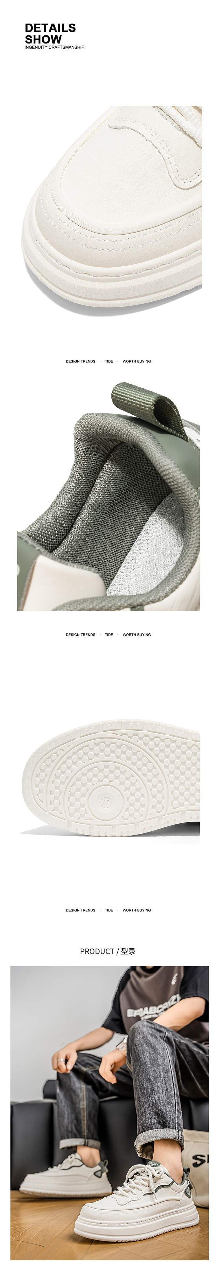 Men's Shoes2025Summer New Breathable Versatile Low-Top Casual Sneakers Men's Leather Waterproof Sports White Trendy Shoes