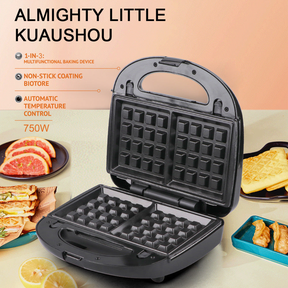 European Standard 3-in-1 Household Sandwich Maker Toaster Stainless Steel Multifunctional Breakfast Sandwich Maker