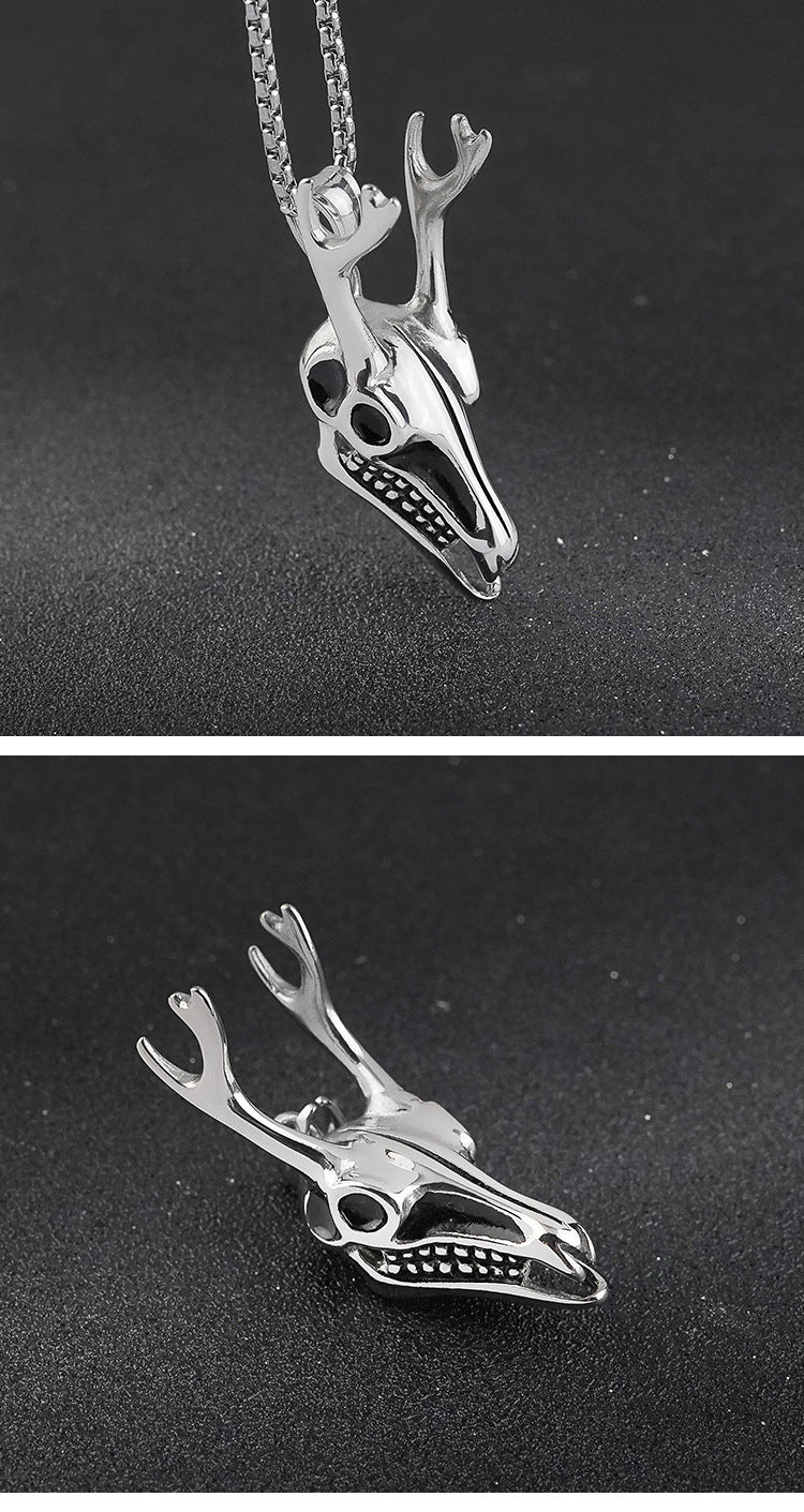 Hot Sale European and American Retro Punk Sheep Skull Stainless Steel Pendant Wholesale Accessories for Trendy Men's Rock Street Style