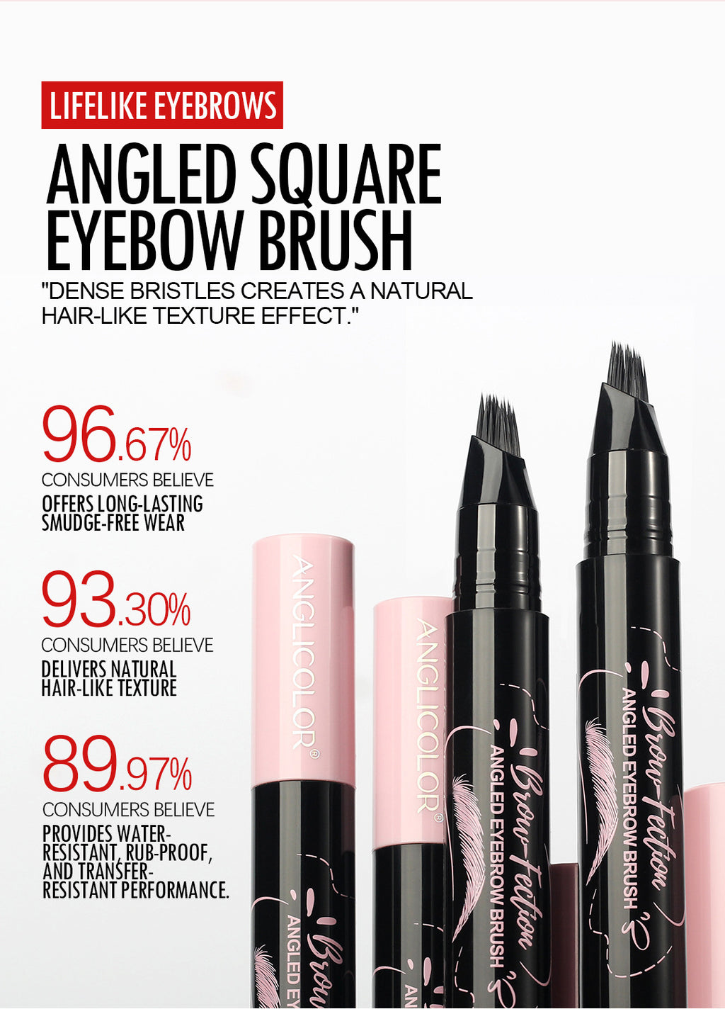 Specially Designed Multi-Pronged Plush Waterproof Eyebrow Pencil Long-Lasting Non-Fading Liquid Eyebrow Pencil for Distinct Wild Eyebrows