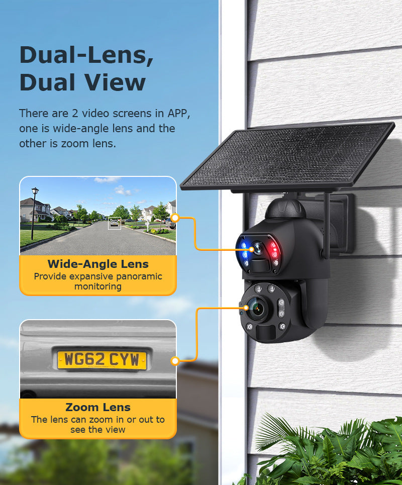Dual Lens Dual Screen36Dual Optical Zoom4G Solar-powered Camera600High Definition Wireless Camera
