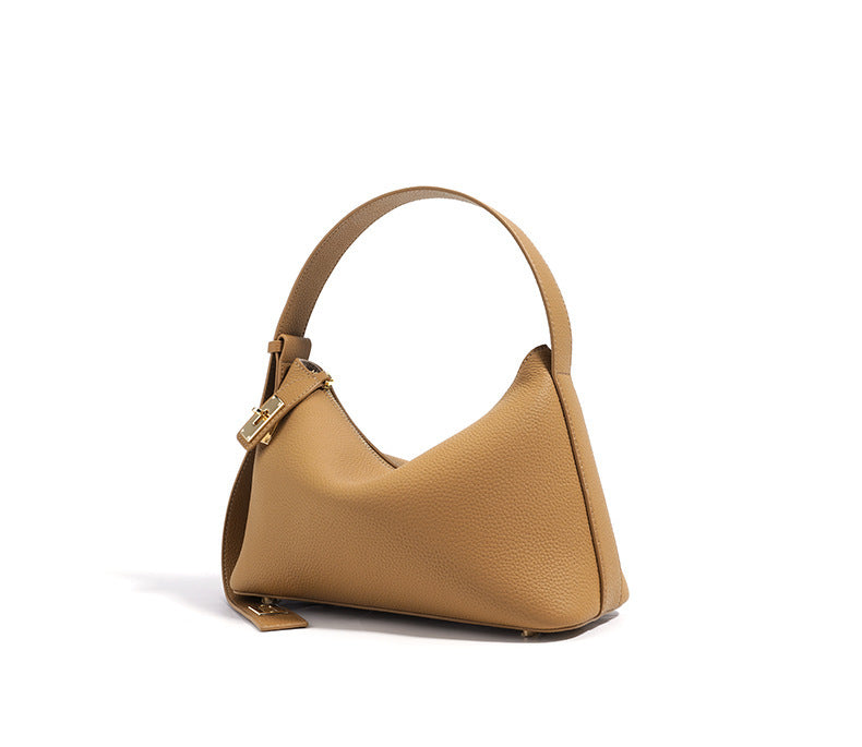 European and American High-End Luxury Handbag for Women, Niche Design, Underarm, Single Shoulder, Crossbody, Dumpling Shape, Genuine Leather, Cowhide, Pillow Bag