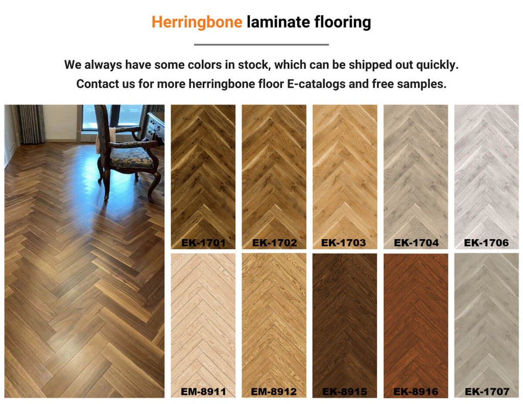Wholesale Cheap Chevron Effect AC3 AC4 AC5 8mm 12mm White Grey Oak Wood Herringbone Laminate Flooring