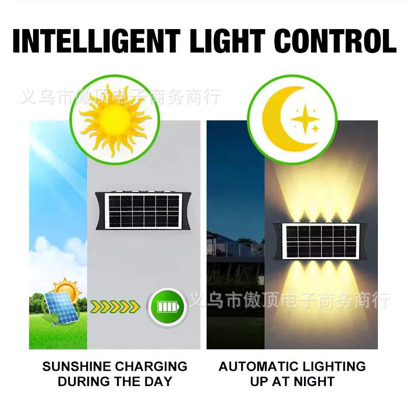 Solar wall light outdoor wall washer light with up and down illumination RGB Courtyard Decoration Waterproof Landscape Light LED Spotlight