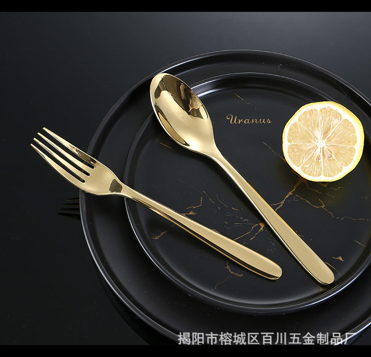 304Stainless Steel Knife Fork Spoon Thickened Tableware Western Hotel High-end Steak Knife Fork Dessert Spoon Set Kunting