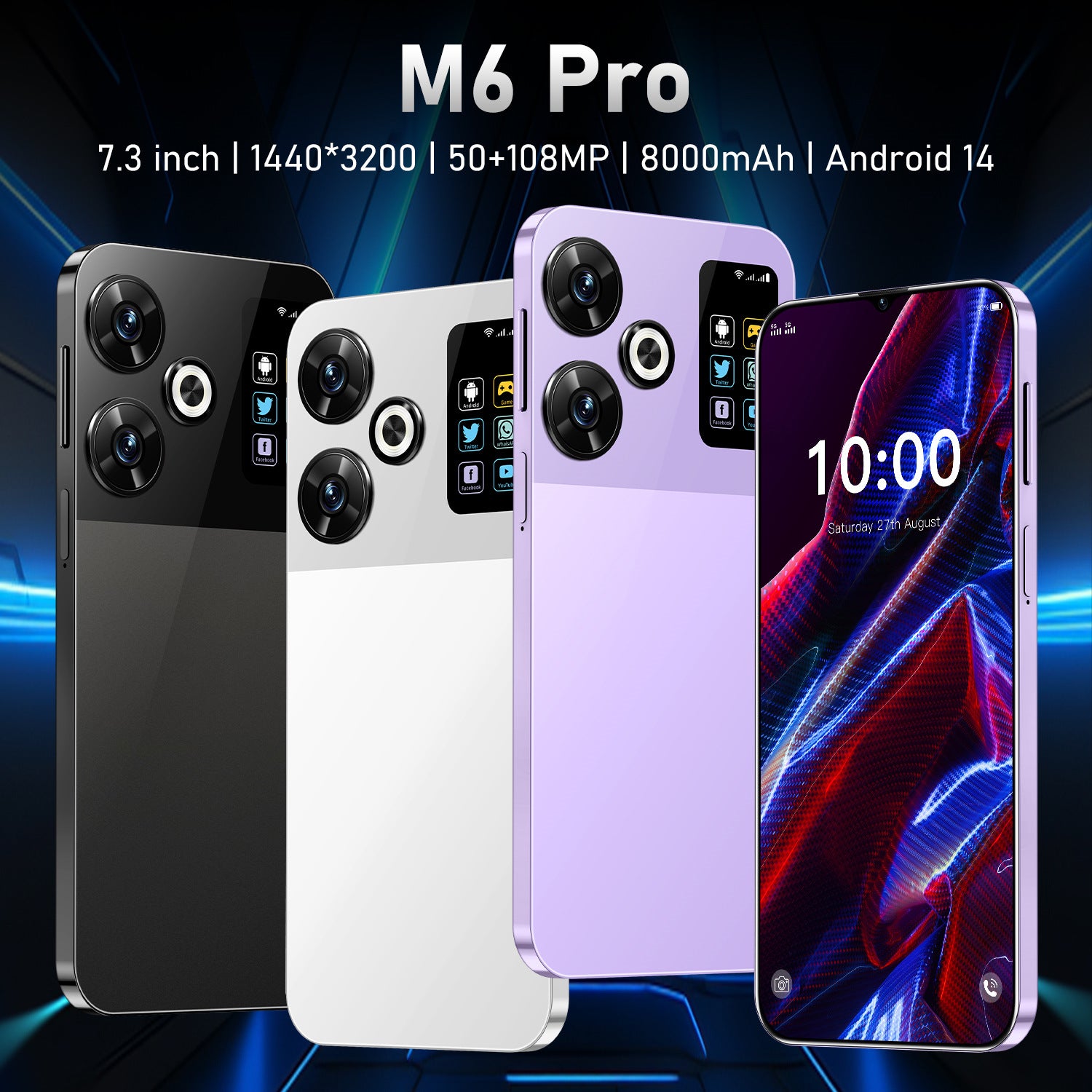 New Mobile Phone M6 Pro Large Screen7.3Inch16+1T Low Price Spot Wholesale Smartphones(Popular)
