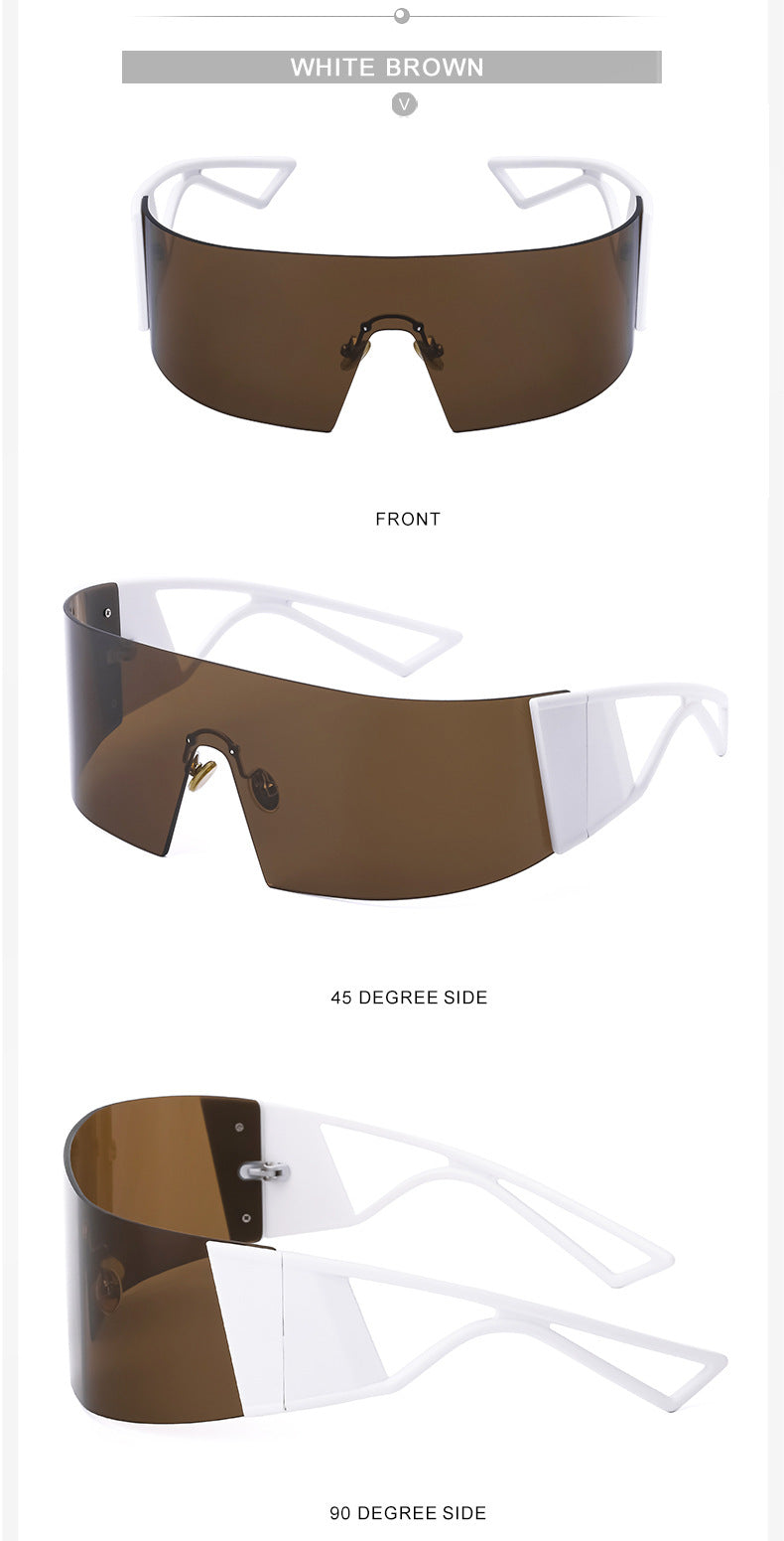 Outdoor Sports Cycling Glasses for Women, Colorful Integrated Windproof Sunglasses, Trendy European and American Style, Large Frame Sunshade and Sun Protection Sunglasses