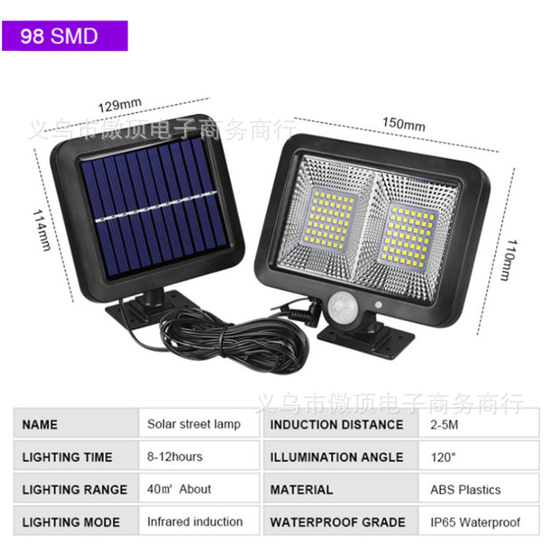 Outdoor Solar Human Body120COB Split Sensor Light100COB Garden lamp 56LED Wall lamp with remote control
