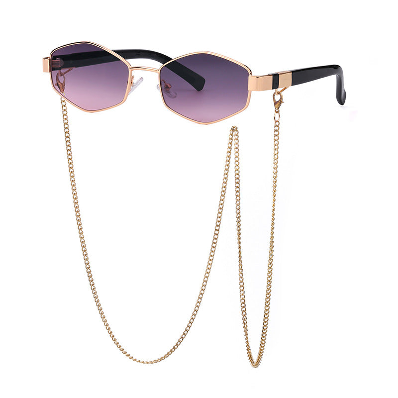 New Women's Sunglasses Fashion Chain Personality Round Frame Korean Style Sunglasses Wholesale Glasses sunglasses
