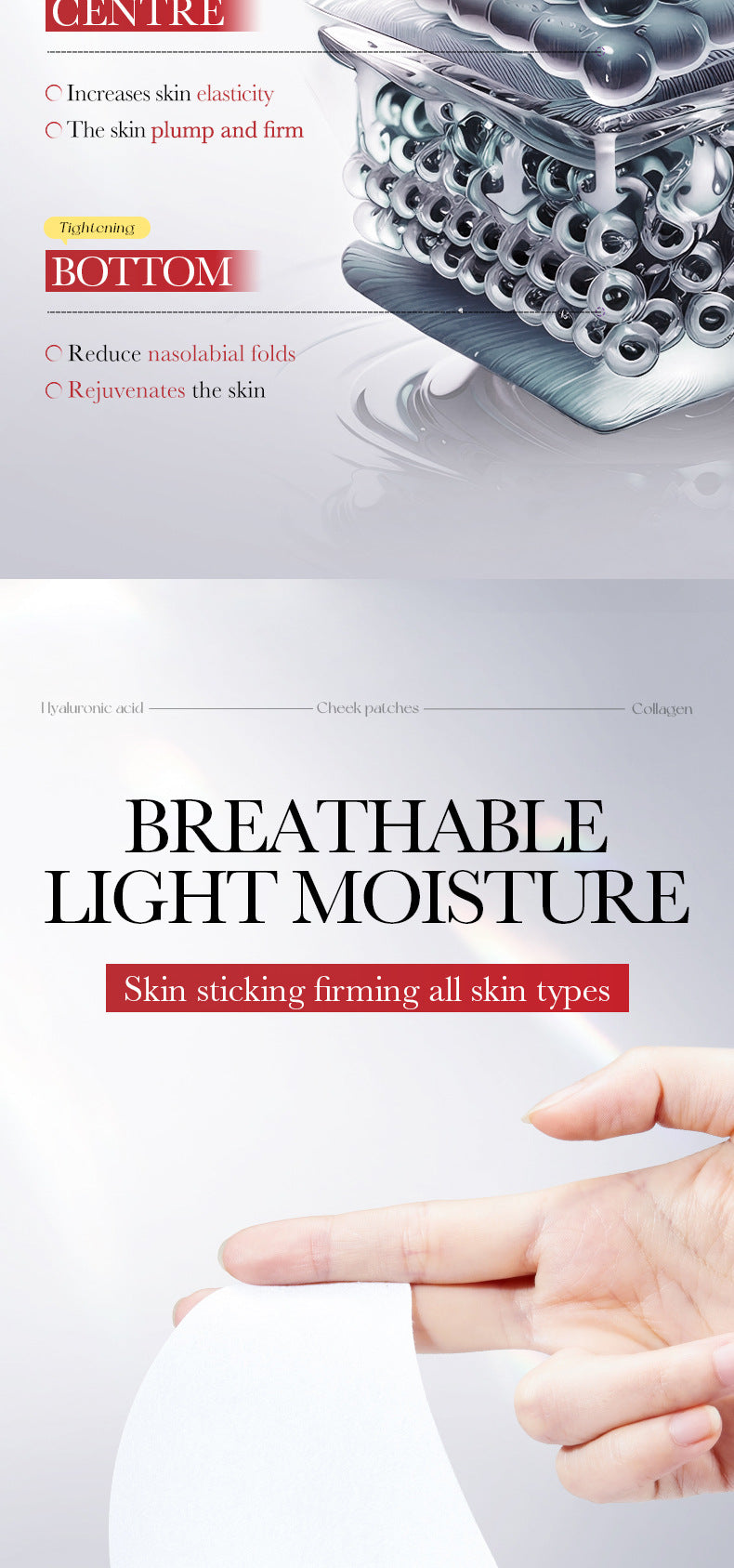 Hyaluronic Acid Microcrystalline Nasolabial Fold Patch SADOER Moisturizing nasolabial fold patches  wholesale