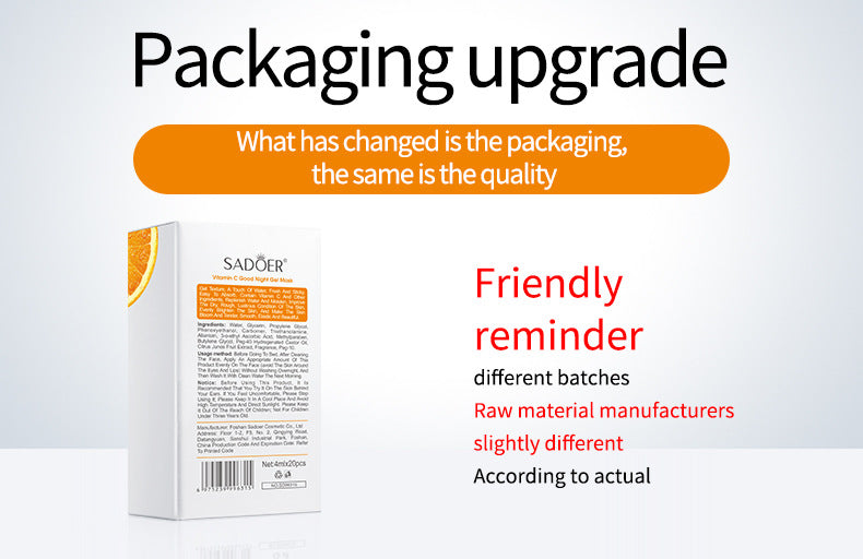 All English Good Night Cooling Mask SADOER Vitamin C Aloe Vera Sleeping Mask No-Rinse  Foreign Trade Live Wholesale