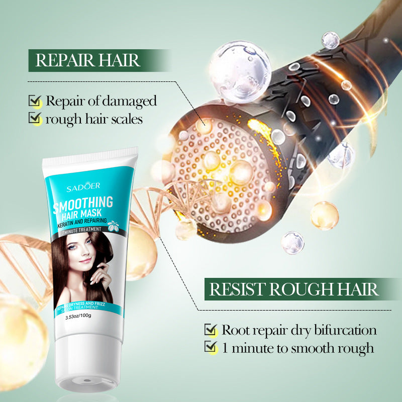 Baked Keratin Hair Mask100g SADOER Smooth Repair Improve Frizz Foreign Trade Cross-Border Wholesale