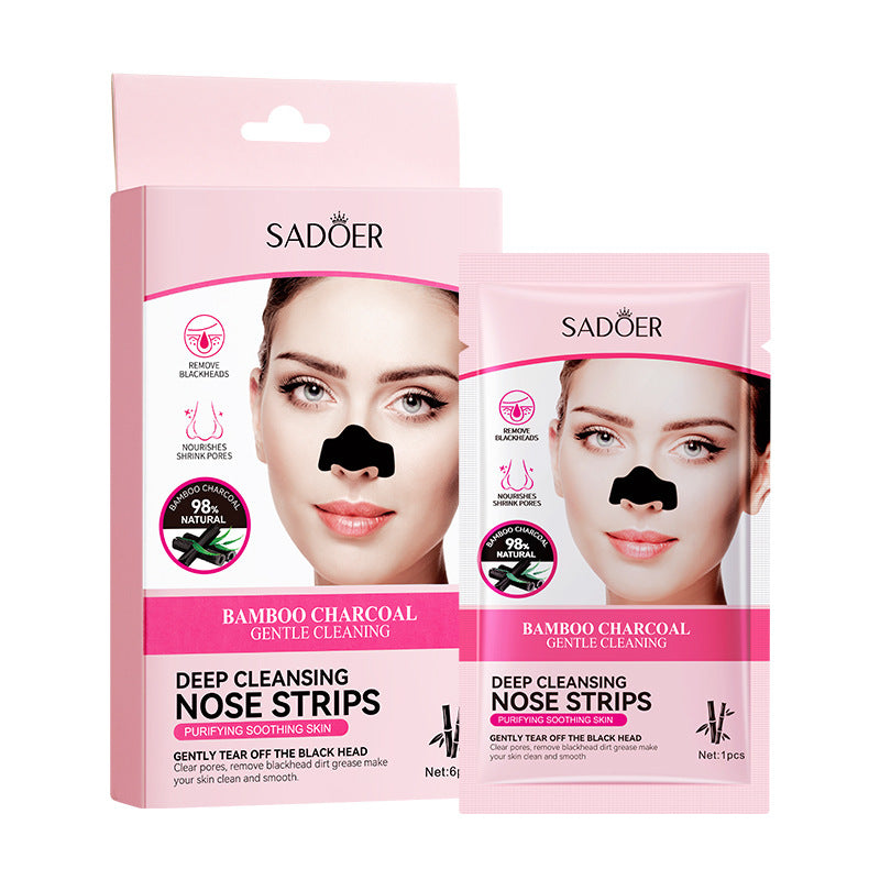 Full English Bamboo Charcoal Women's Nose Strips SADOER Deep Cleansing Blackhead Removal Nose Strips  Wholesale