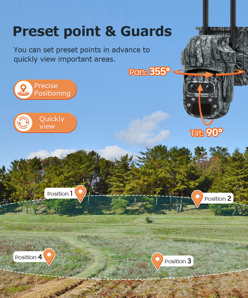 Exclusive Supply600Wan HD Night Vision Camera Low Power Consumption4G Solar Camouflage Camera12Zoom