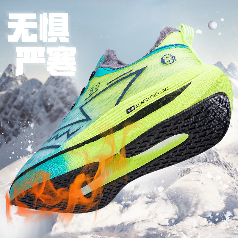 Red Rabbit8PRO Fleece-Lined Warm Running Shoes Outdoor Sports Casual Lightning Men and Women Real Explosive Carbon Plate Anti-Slip Running Shoes