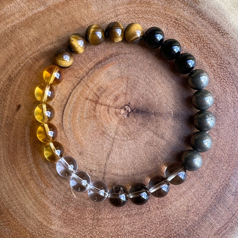 Men's Bracelet8mm Versatile High-End Bracelet Jewelry Woven Elastic Cord Single Loop Obsidian Bracelet