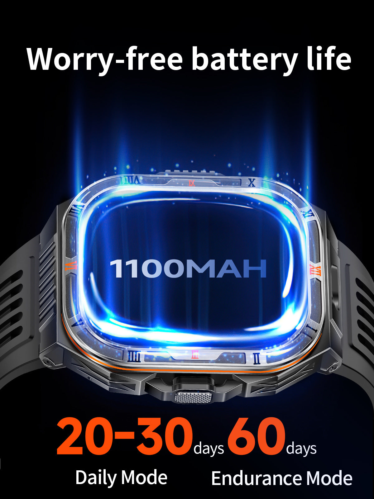 HT38Smart Watch Bluetooth Call Heart Rate Pedometer Sleep Flashlight Deep Waterproof Large Battery Three-Proof Sports