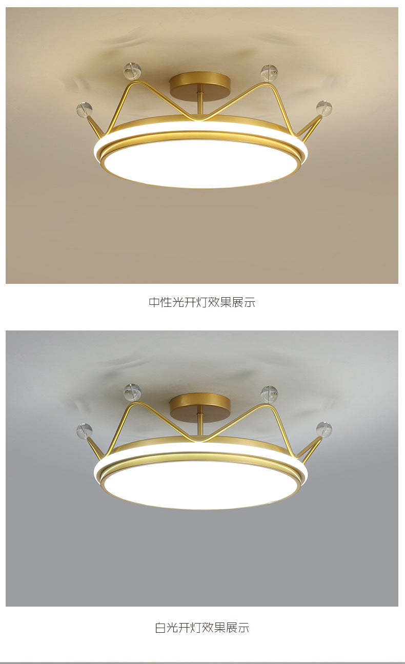 Children's Room Crown Ceiling Lamp led Room Bedroom Lamp Iron Art Boys Girls Energy-saving Eye Protection Cartoon Lamp Wholesale