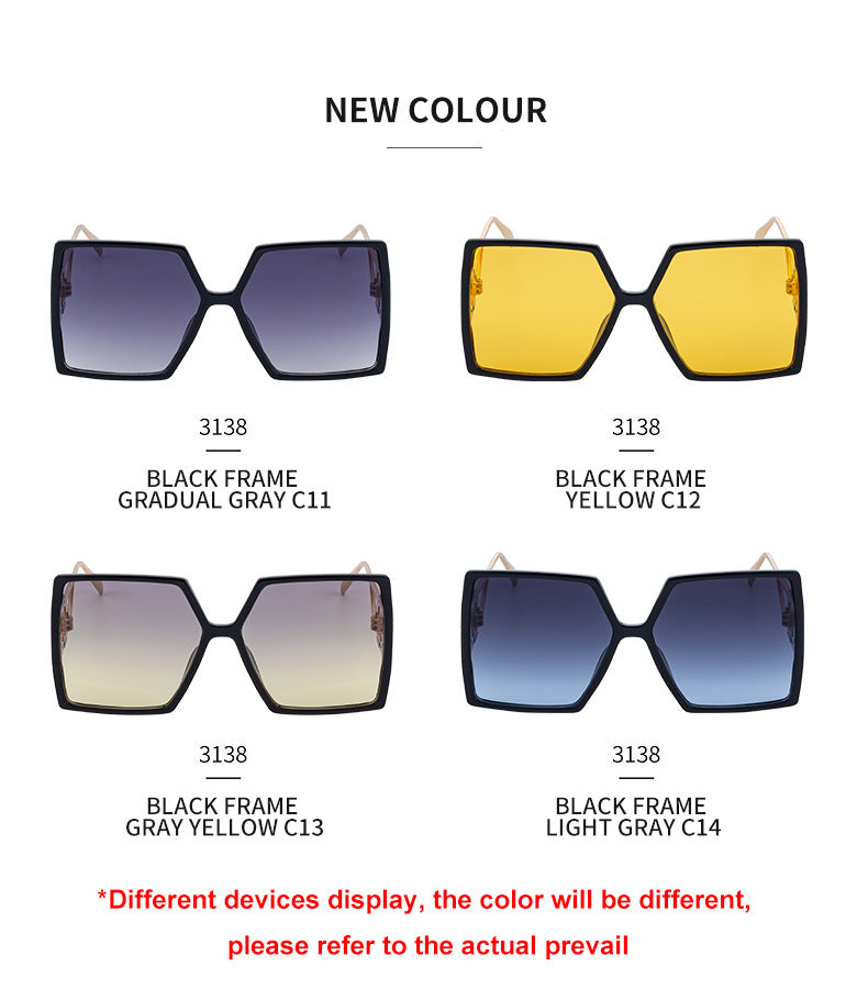 Fashion Large Frame Sunglasses for Women ins Internet Celebrity Style Square Frame Sunglasses for Women Trendy Street Photography Glasses sunglasses