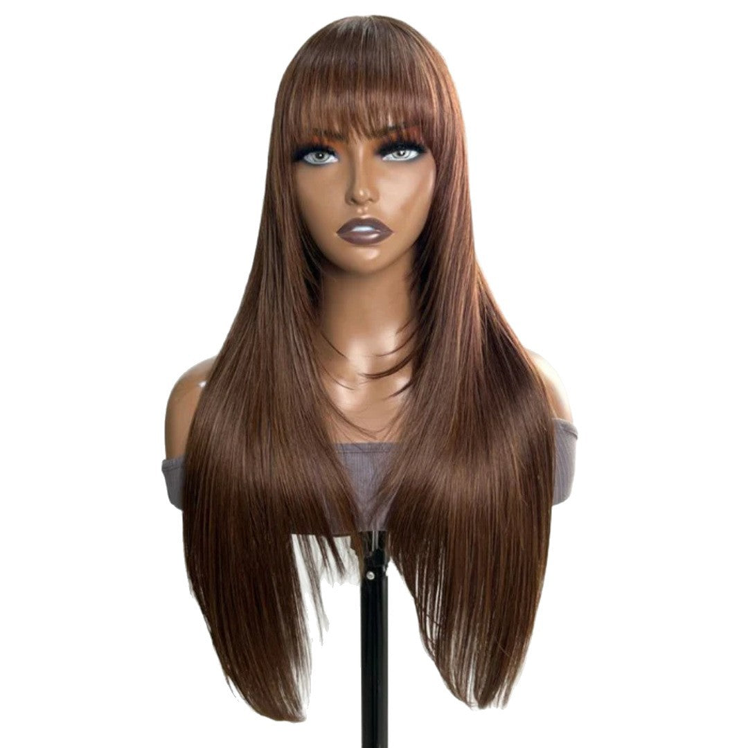 High temperature synthetic Straight Wigs with Bangs