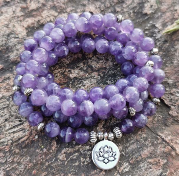 108Pink Quartz Bracelet Lotus Pendant Necklace Bracelet Buddhist Bead Necklace Factory Direct Sale