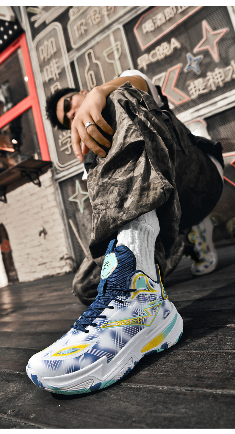 Professional Basketball Shoes for Men, Autumn Non-Slip Wear-Resistant Sports Shoes, Youth Junior High School Specialized Practical Sneakers, Mandarin Duck Color