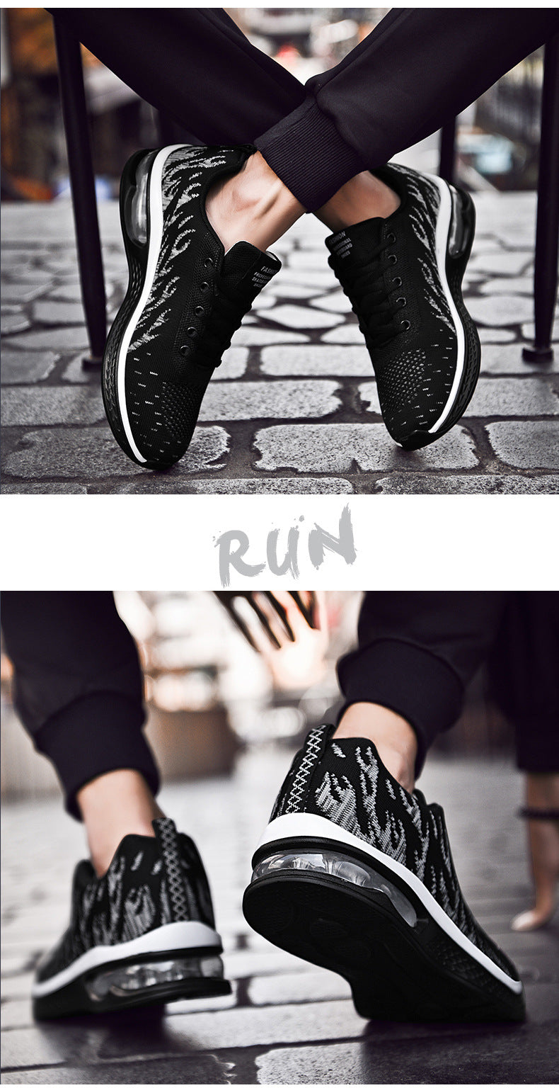 New Sports Shoes Four Seasons Casual Flyknit Breathable Cushion Running Shoes for Teenagers Ultra-light Shock-absorbing Trendy Men's Shoes