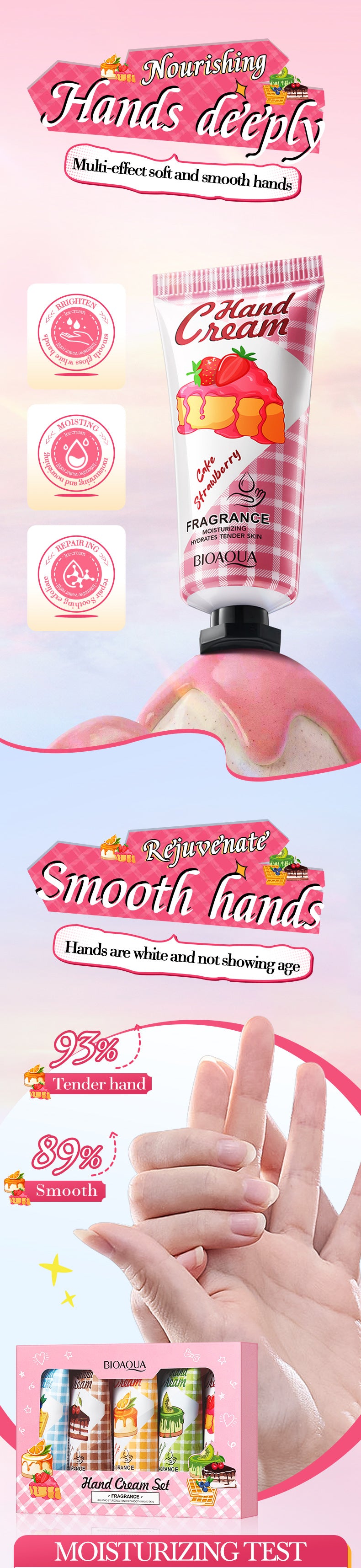 Fragrance Moisturizing Hand Cream Set BIOAOUA Autumn and winter moisturizing hand cream cross-border foreign trade wholesale