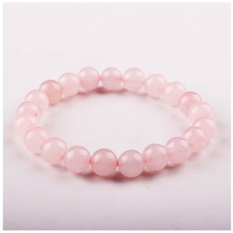 Women's Crystal Bracelet8mm Beaded Elastic Cord Simple Bracelet Natural Stone Beads Rose Quartz Bracelet