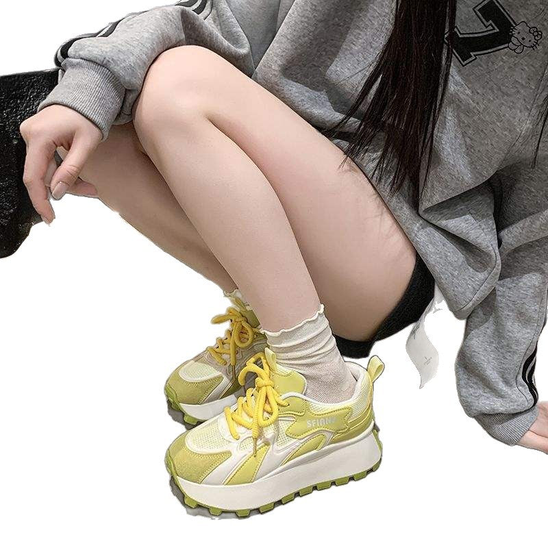 Women's Mesh Forrest Gump Shoes2025New Summer Style Foot-Slimming Versatile Breathable Color-Block Casual Dad Sneakers