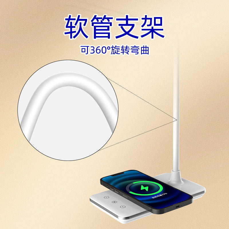 Amazon hot USB Foldable Gift Eye Protection Desk Lamp15W Wireless Charging Bedside Reading Lamp Desktop Study Lamp