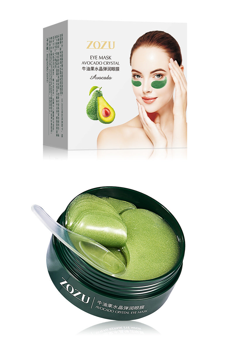 ZOZU Avocado Crystal Elastic Eye Mask Hydrating and Moisturizing Dark Circles Eye Mask Stickers Wholesale for Foreign Trade Skincare Products