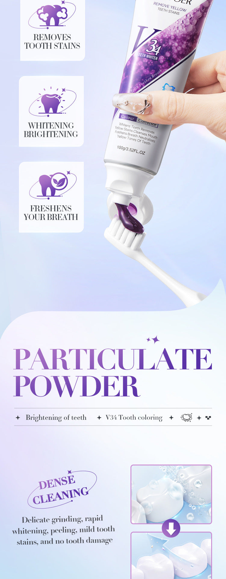 Full English V34Whitening Toothpaste SADOER Clean Tartar Brightening Toothpaste  Wholesale