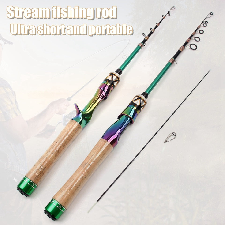 Ultra-short Carbon Fiber Shrink UL Portable Lure Rod Electroplated Telescopic Stream Lure Rod