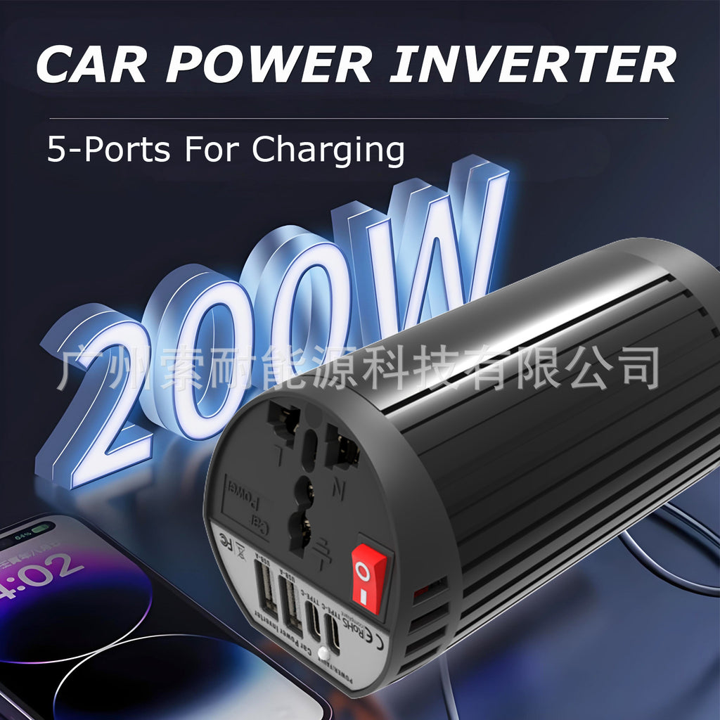 Cup-shaped Car Inverter200W 12V Turn110V220V Double USB Type-C Exclusive Supply inverter