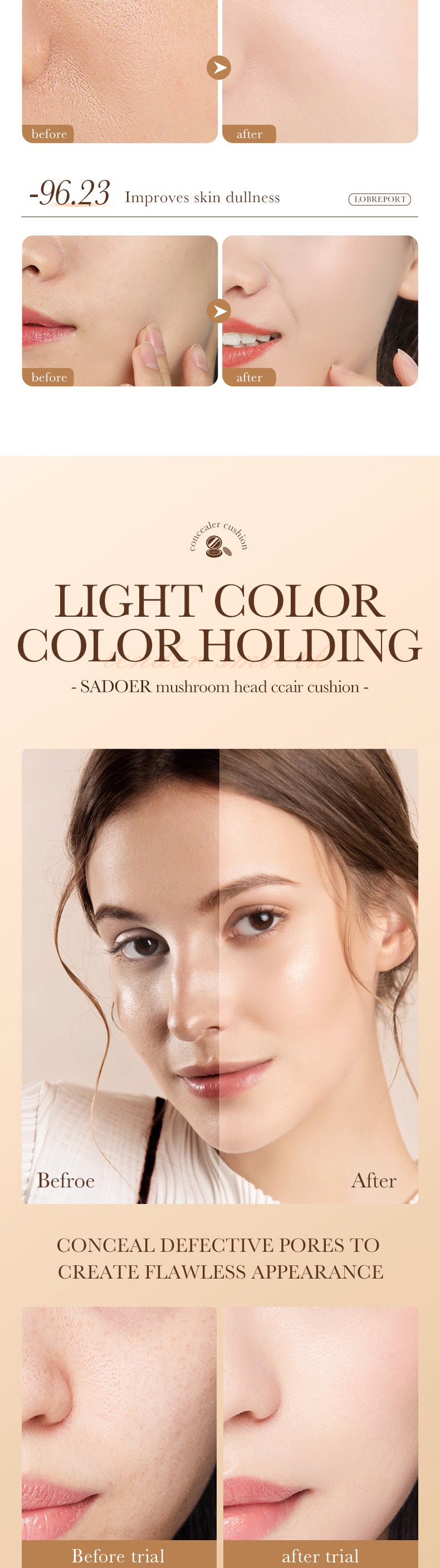 Makeup CC Mushroom Air Cushion Ivory White Brightening Concealer Correcting Face Foundation Export Manufacturer Wholesale