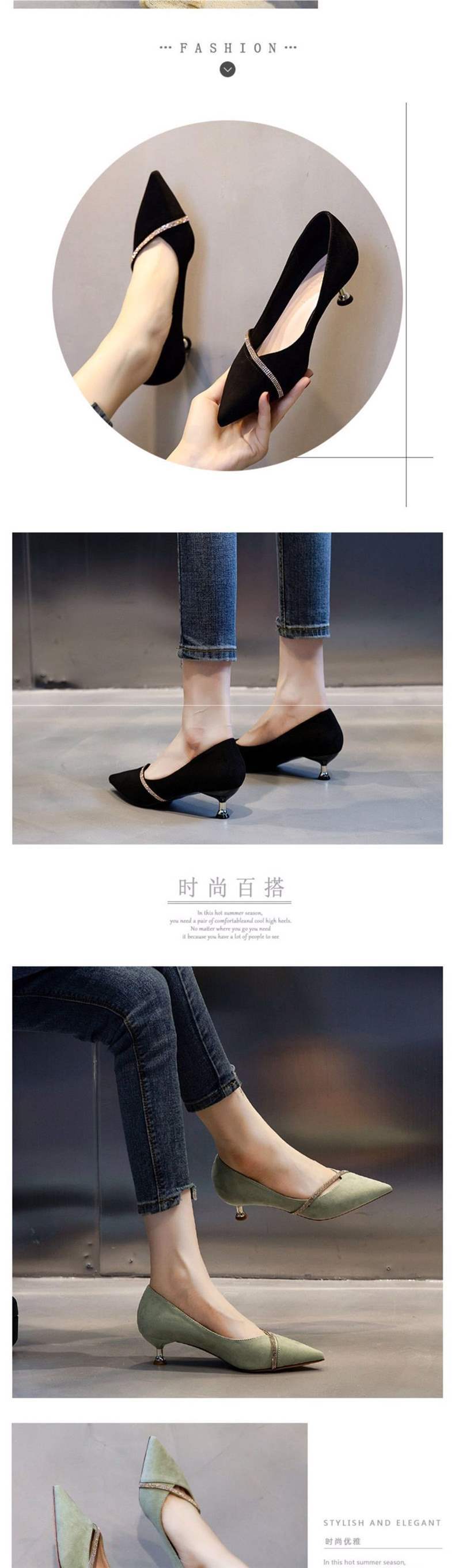 Chanel Style Women's Low Heel French Pointed Toe Versatile Student Girl Fairy Style Korean Version Thin Heel High Heels3cm