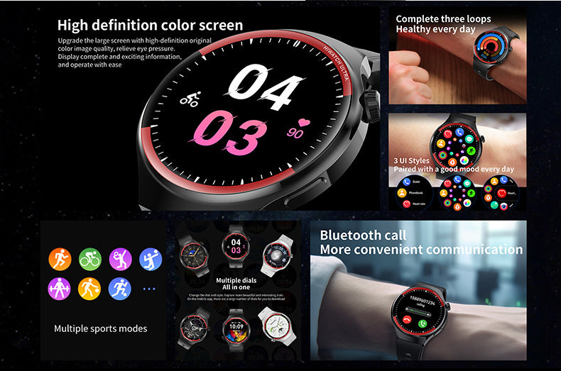 Watch4 Pro+Smart Watch1.52inch Bluetooth Call Heart Rate Blood Oxygen Message Reminder Sports Watch