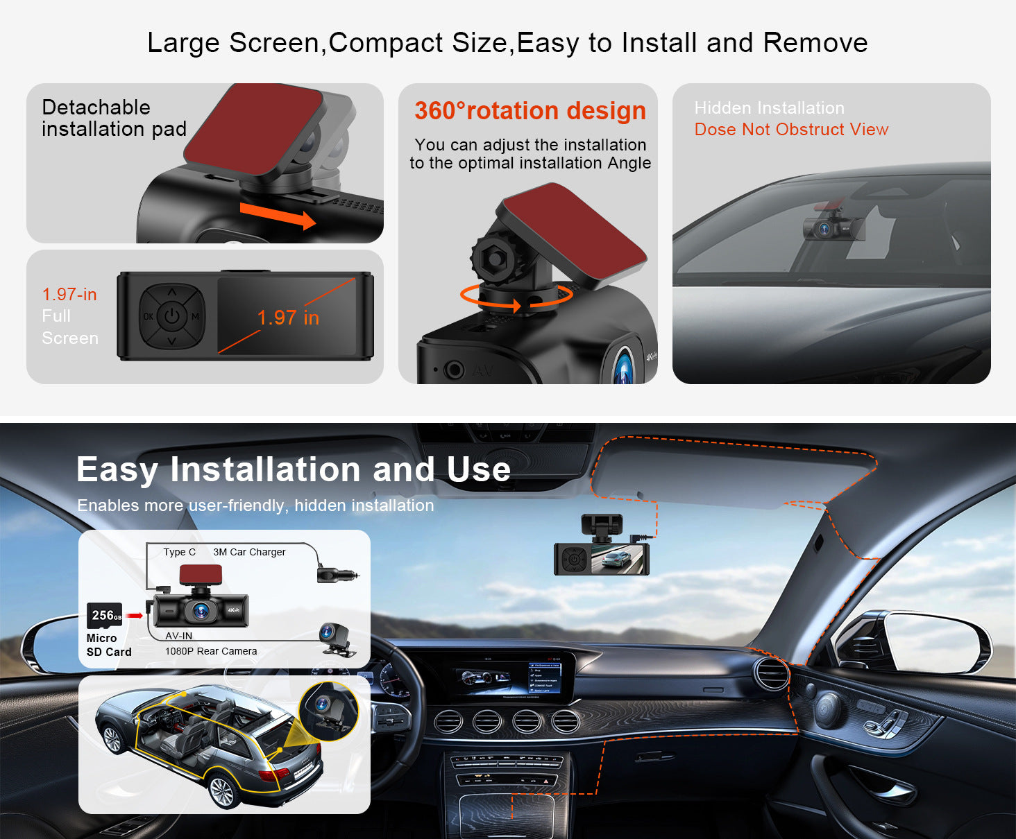 V27Hd4K Driving Recorder WiFi Mobile Phone Interconnection GPS Track Front and Rear Dual Recording Parking Monitoring