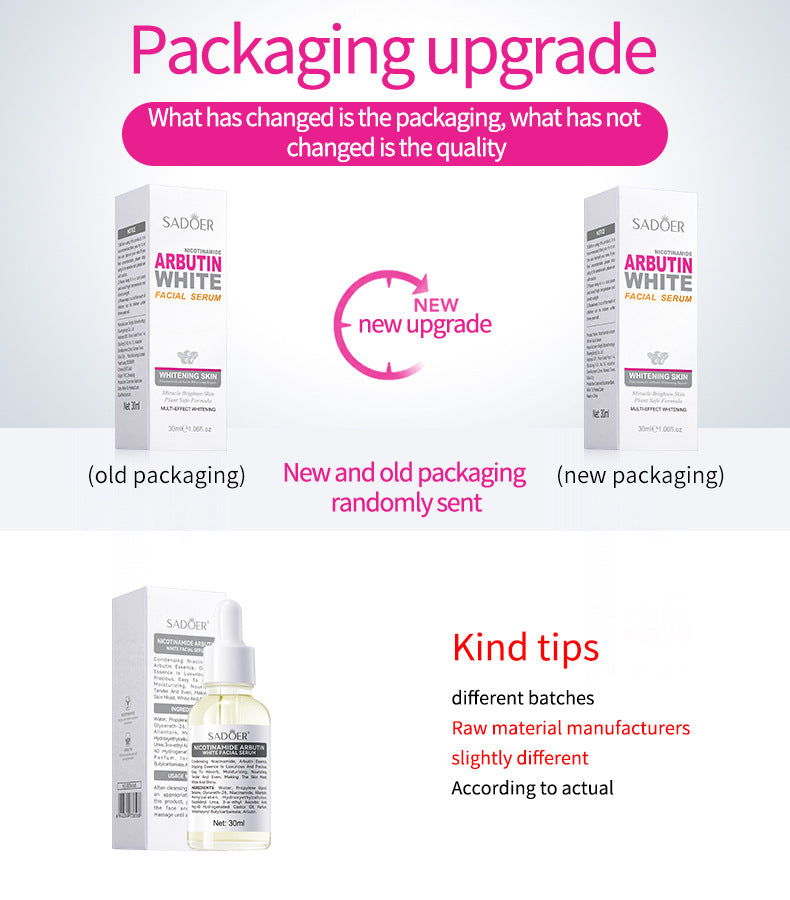 Full English Niacinamide Arbutin Set SADOER Whitening, hydrating, and moisturizing skincare products  wholesale