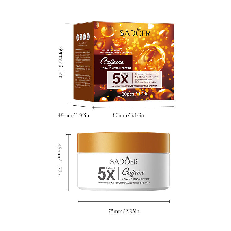 Cross-border Boxed Eye Mask80pcs/100g  Snake Venomoid Peptide Seaweed Condensing Smooth Eye Mask Export Manufacturer Wholesale