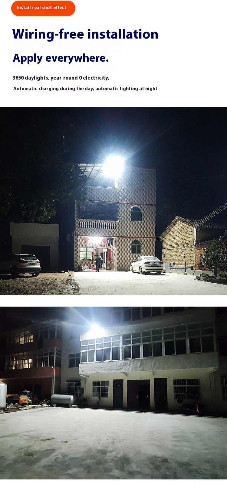 Wholesale New Solar Garden Lights for Rural Outdoor Rainproof ABS Body with LED Light Source IP65 Rating for Foreign Trade