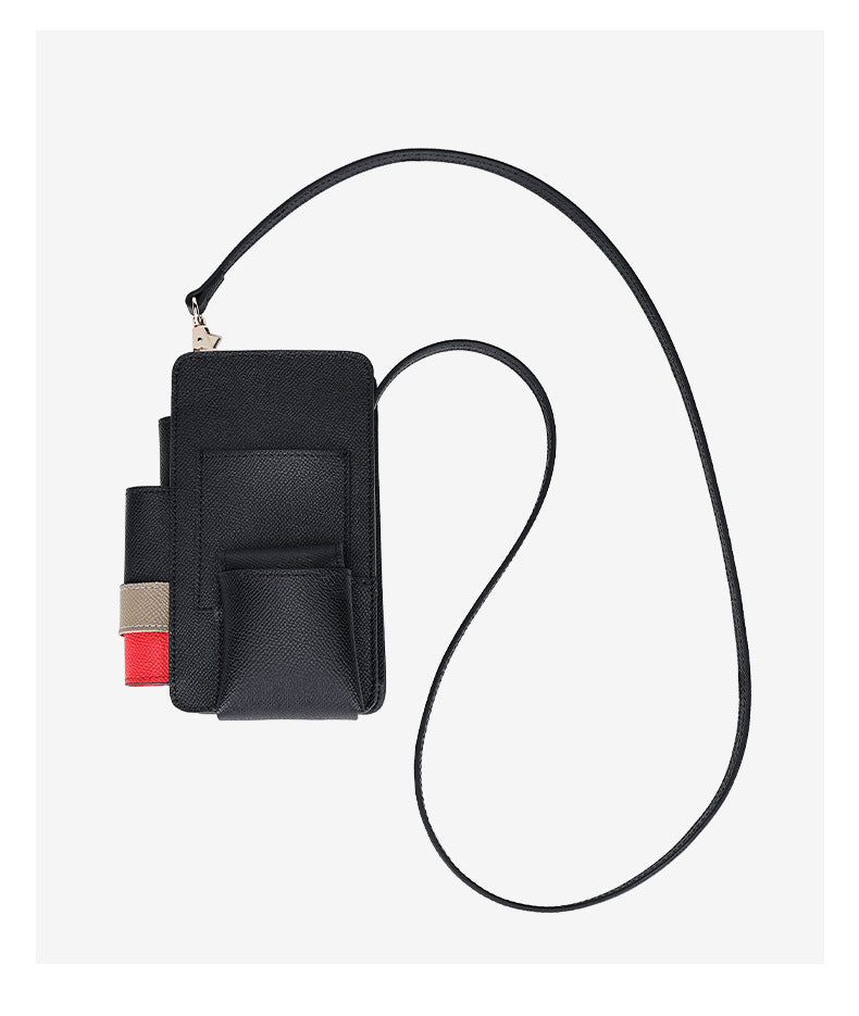 High-Quality Texture Fashion Versatile Lock Buckle Phone Bag Palm Print Genuine Leather Trendy Box Bag Simple Solid Color Crossbody Mini