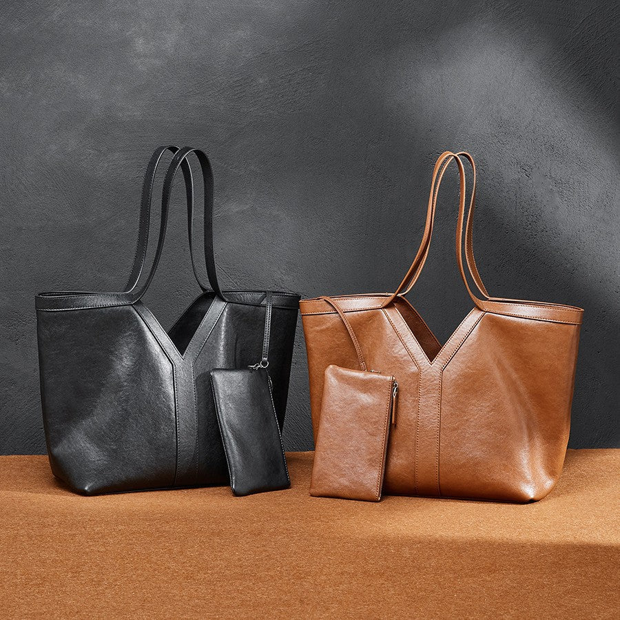 Minimalist Korean Style Tote Bag Shoulder Bag Versatile Large Capacity Women's Bag Underarm Bag Light Luxury Fashion Handbag Cowhide