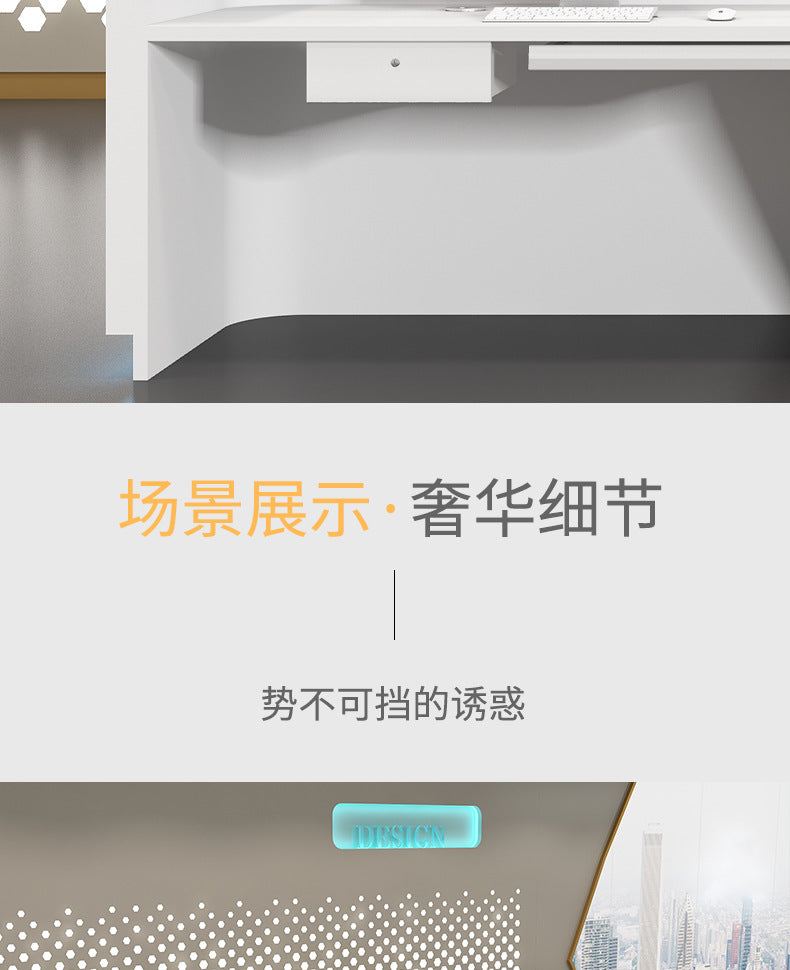 Company Front Desk Reception Desk In Stock Simple Modern White Lacquer Office Desk Bar Counter Beauty Salon Counter Cashier Desk
