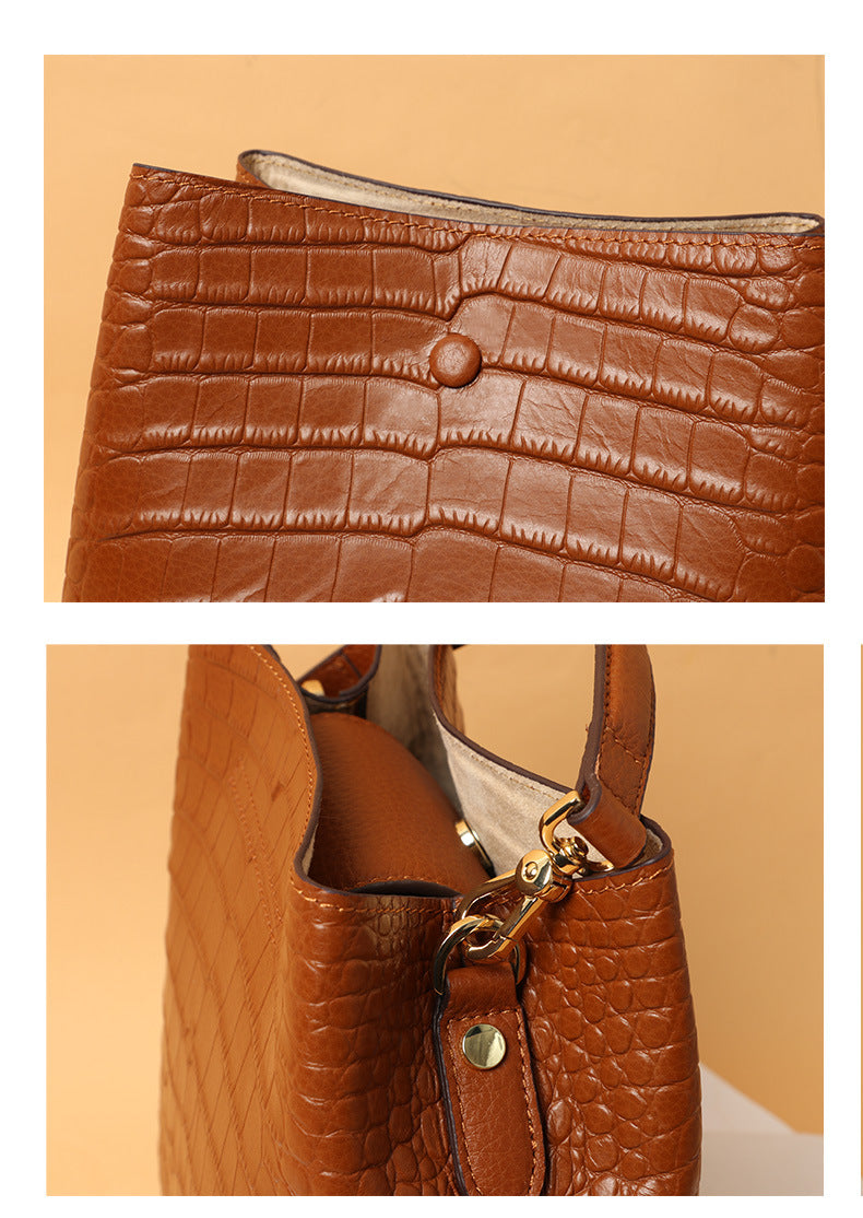 Spring and Autumn New Bucket Bag for Women, European and American Fashion Trend, Retro Personality Handbag, Single Shoulder Crossbody Bag for Ladies