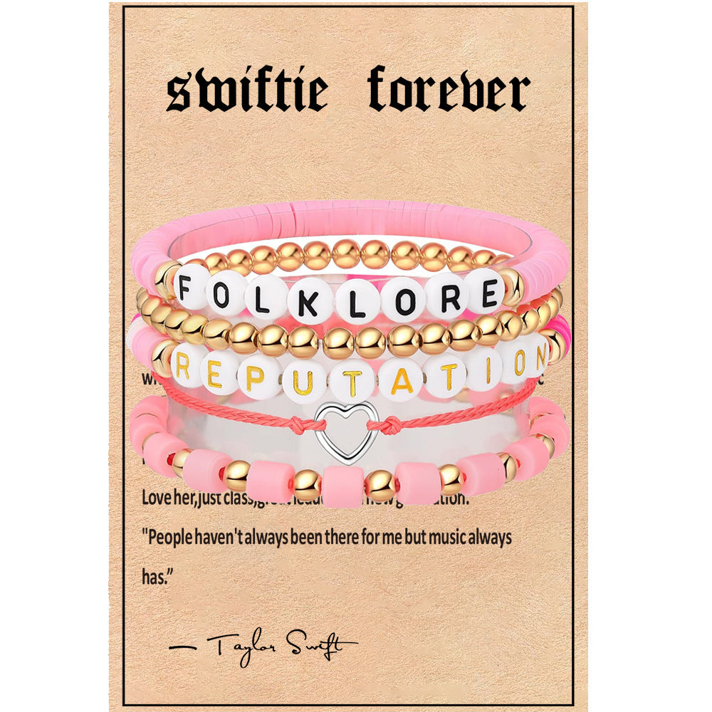 Taylor Music Jewelry Bracelet for Women Versatile High-End Bohemian Accessories SWIFTIE Alphabet Soft Clay Bracelet