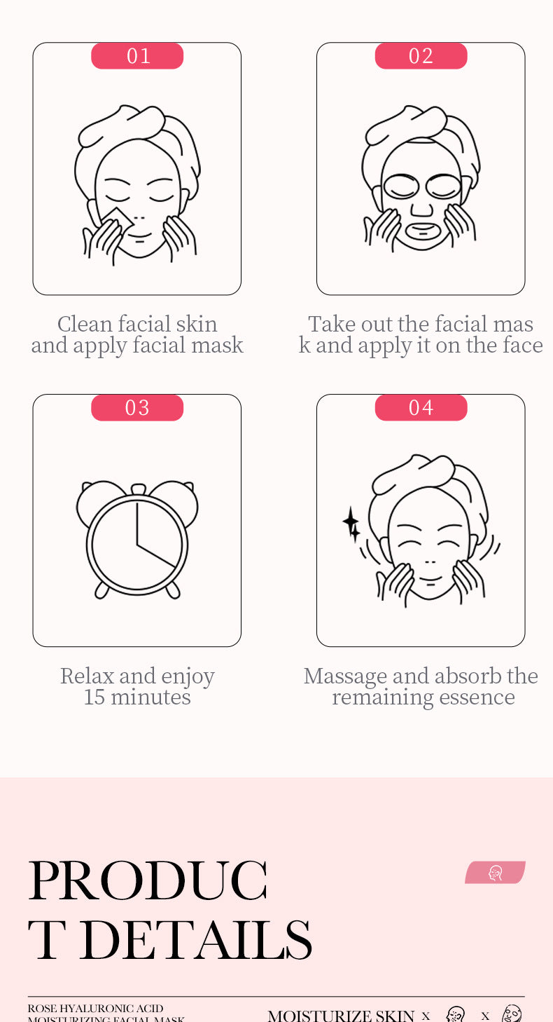 Rose Mask BIOAOUA Hyaluronic Acid Hydrating Moisturizing Softening Boxed Cross-Border Wholesale
