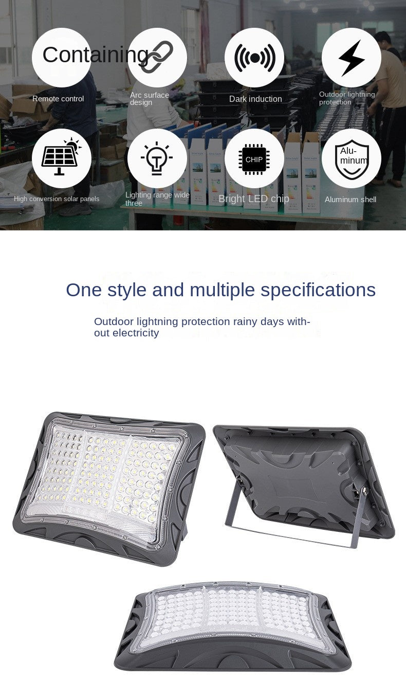 ABS Material Solar Flood Light Outdoor Super Bright Waterproof Garden Courtyard Light 1000W Indoor and Outdoor Lighting