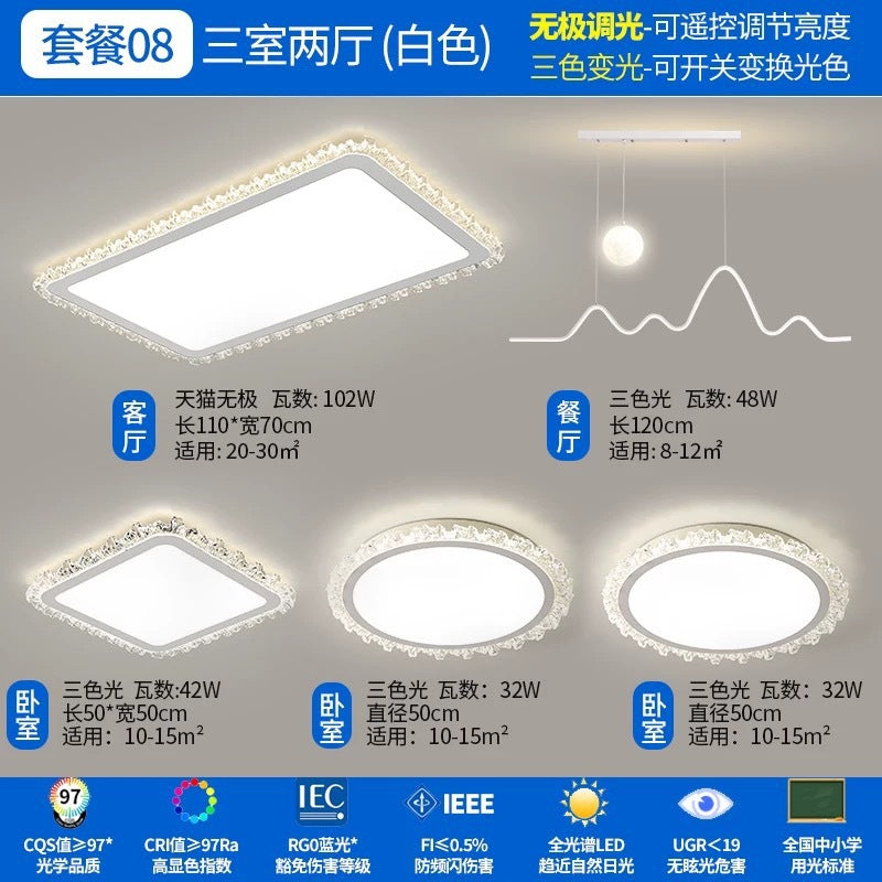 Light Luxury Living Room Ceiling Lamp2025New Year's Crystal Lamp High-end Bedroom Main Lamp Round led Eye Protection Lighting